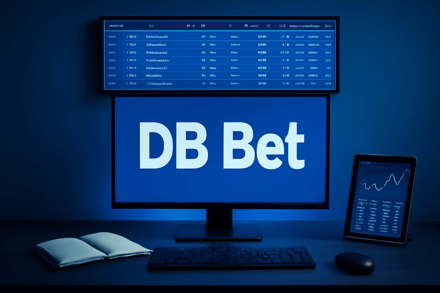 An informative scene illustrating the DB Bet Updates with technological elements.